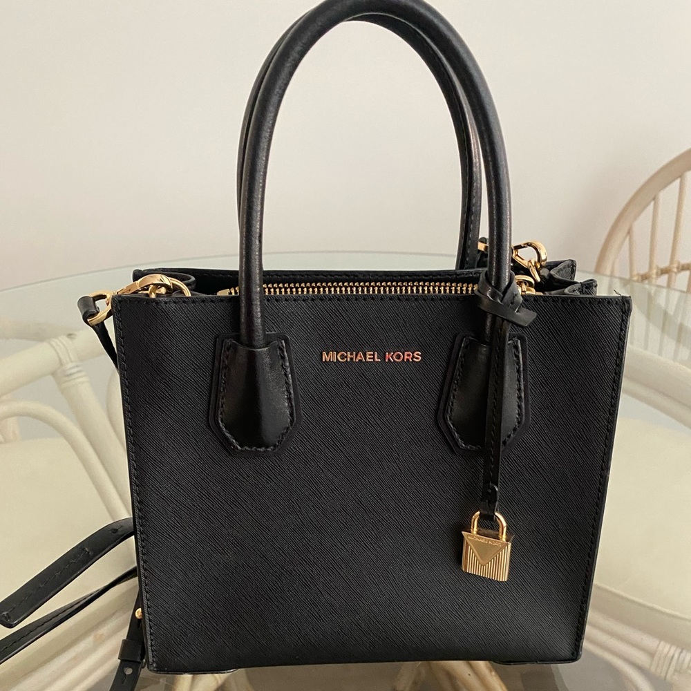 Michael Kors Black Satchel with Gold Accents